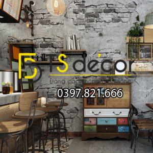 Giấy Dán Tường Quán Cafe Tường Gạch Cổ 3D109 - Ảnh 4