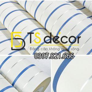 Giấy Dán Tường Phòng Trẻ Em Sọc Trắng Ánh Kim 3D107 - Ảnh 3