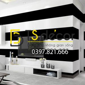 Giấy dán tường sọc trắng đen to 3D283 - Ảnh 2