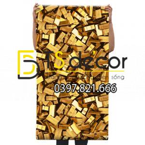 Giấy dán tường thỏi vàng cho tiệm vàng, quán karaoke 3D297 - Ảnh 2