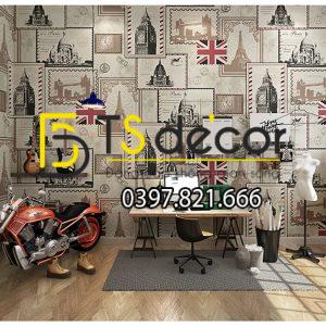 Giấy Dán Tường Họa Tiết Tem Thư 3D157 - Ảnh 2