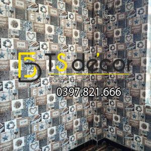 Giấy dán tường vintage retro quán cafe trà sữa 3D313 - Ảnh 2