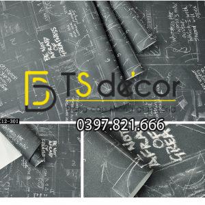 Giấy Dán Tường Họa Tiết Bảng Đen Phấn Trắng 3D158 - Ảnh 3