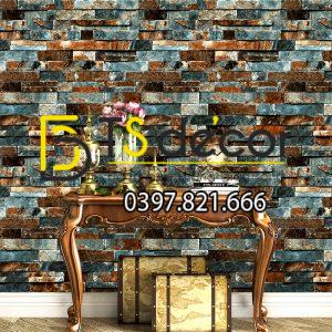 Giấy dán tường giả đá vỡ retro hoài cổ 3D315 - Ảnh 2