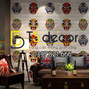 Giấy dán tường mặt nạ tuồng chèo 3D316 - Ảnh 3