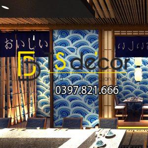 Giấy dán tường sóng biển kiểu Nhật Bản 3D327 - Ảnh 3