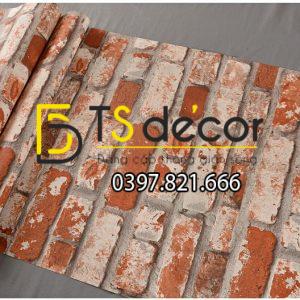 Giấy Dán Tường Giả Gạch Đỏ Loang Vôi Vữa 3D251 - Ảnh 3