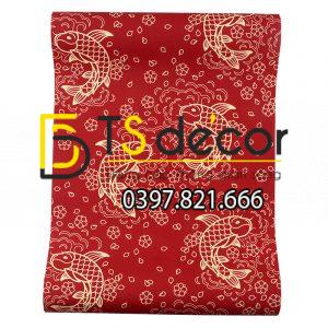 Giấy dán tường cá chép độc đáo cho quán ăn, quán trà 3D331 - Ảnh 3