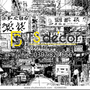 Tranh Dán Tường 3D Chủ Đề Đường phố Hong Kong "Hot Trend" 5DHK - Ảnh 44
