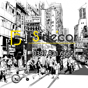 Tranh Dán Tường 3D Chủ Đề Đường phố Hong Kong "Hot Trend" 5DHK - Ảnh 48