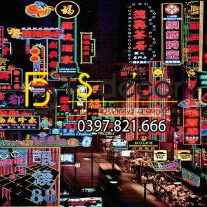 Tranh Dán Tường 3D Chủ Đề Đường phố Hong Kong "Hot Trend" 5DHK - Ảnh 49