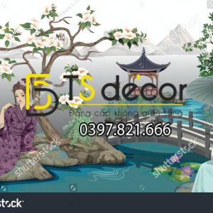 Tranh Dán Tường 3D Chủ Đề Chân Dung Cô Gái Hong Kong HKHH01 - Ảnh 6