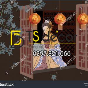 Tranh Dán Tường 3D Chủ Đề Chân Dung Cô Gái Hong Kong HKHH01 - Ảnh 3