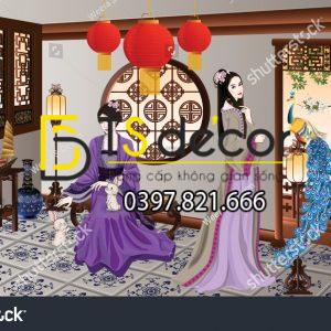 Tranh Dán Tường 3D Chủ Đề Chân Dung Cô Gái Hong Kong HKHH03 - Ảnh 4