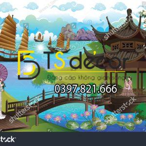 Tranh Dán Tường 3D Chủ Đề Chân Dung Cô Gái Hong Kong HKHH03 - Ảnh 3