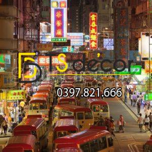 Tranh dán tường 3D đường phố Hong Kong Hot Trend HKĐP10 - Ảnh 3
