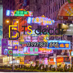 Tranh dán tường 3D đường phố Hong Kong Hot Trend HKĐP11 - Ảnh 4