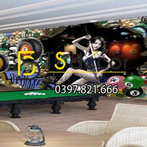 Tranh dán tường 3D Quán Bida, Club Bi-a, Billiard Pub đẹp và cá tính BI-A02 - Ảnh 3