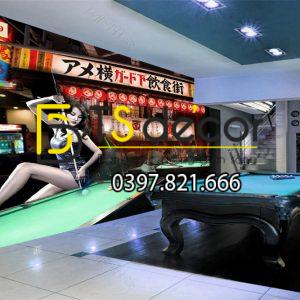 Tranh dán tường 3D Quán Bida, Club Bi-a, Billiard Pub đẹp và cá tính BI-A03 - Ảnh 3