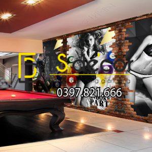 Tranh dán tường 3D Quán Bida, Club Bi-a, Billiard Pub đẹp và cá tính BI-A04 - Ảnh 4