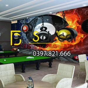 Tranh dán tường 3D Quán Bida, Club Bi-a, Billiard Pub đẹp và cá tính BI-A04 - Ảnh 2