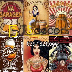 BEER-Combo 10 hình Decal dán tường decor nhà hàng quán bia rượu - Ảnh 4