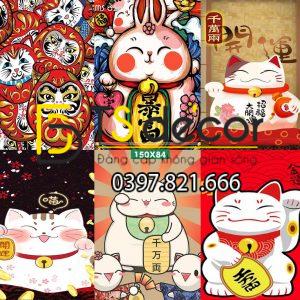 Combo 10 tờ Decal dán tường Mèo Thần Tài Nhật Bản khổ A3,A4,A5 - Ảnh 3