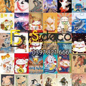 Combo 30 tờ Decal dán tường Mèo Thần Tài Nhật Bản khổ A3,A4,A5 - Ảnh 2