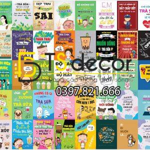 Trà sữa-Combo 50 hình decal dán tường decor quán Trà Sữa cực Chill Khổ A4,A5,A3 - Ảnh 2