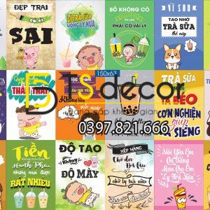 Trà sữa-Combo 30 hình decal dán tường dành cho quán Trà Sữa-Ăn Vặt Chill Khổ A4,A5,A3 - Ảnh 2