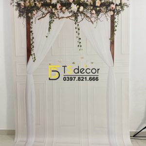 Phông Nền Livestream Chụp Ảnh Cưới Cổng Hoa Rèm Trắng 3D 5D Mã P14 - P87 - Ảnh 3
