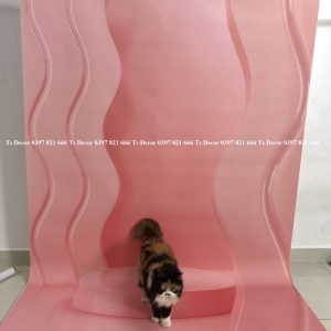 Phông Nền Livestream Chụp Ảnh Hồng Kute Gợn Sóng  3D 5D Mã P176 - Ảnh 3