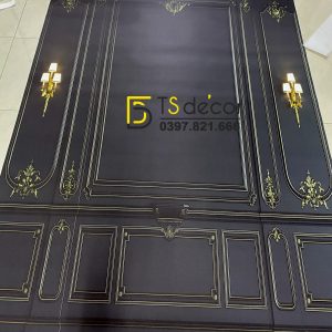 Phông Nền Livestream Chụp Ảnh Phào Chỉ Tân Cổ Điển Màu Trầm Có Đèn 3D 5D Mã P267 - Ảnh 3
