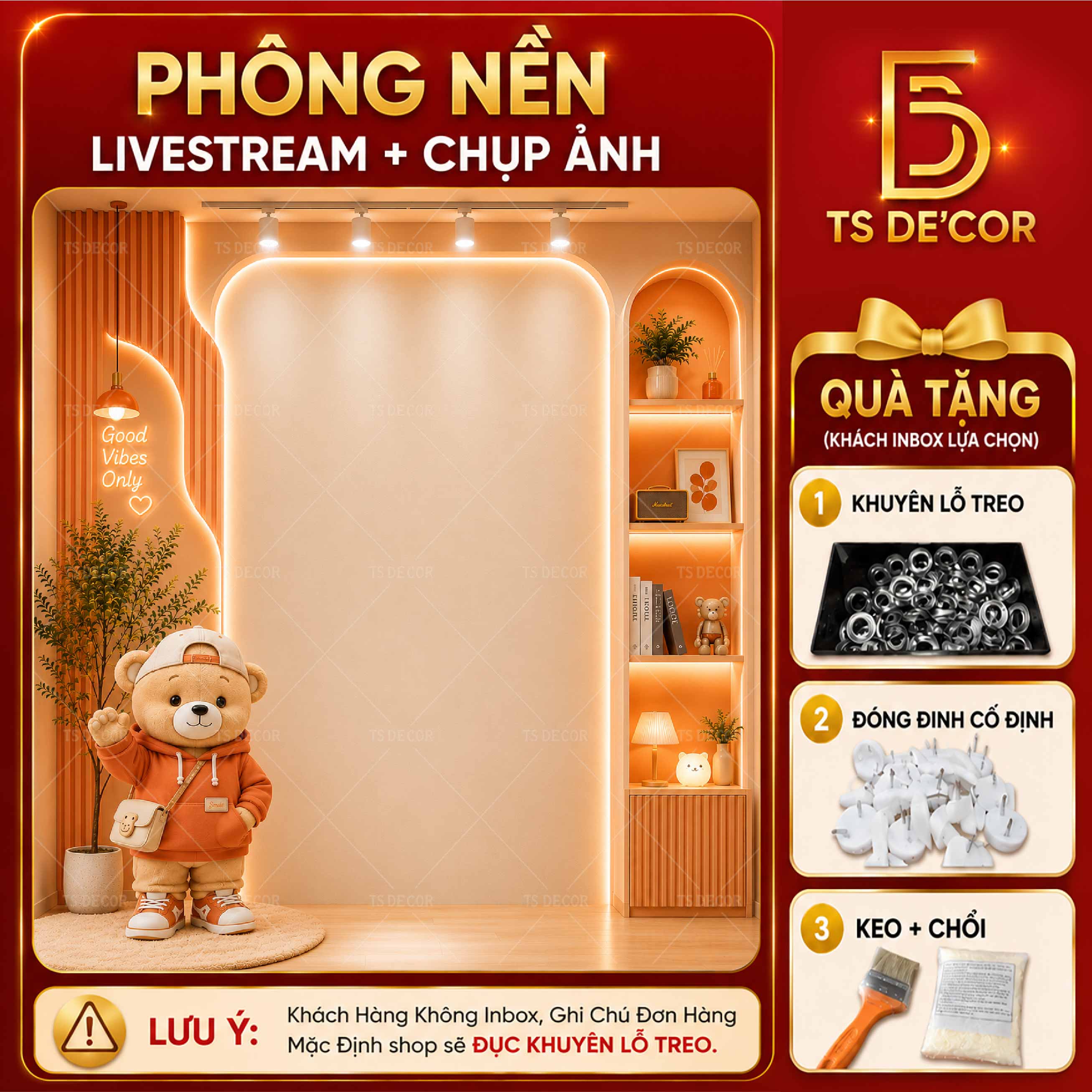 Phông nền Livestream Chuẩn Studio Phông Nền Live 5D Giả Đèn Led Sáng Lên Live Chân Thực Đ5997B/ Đ6025A/ Đ912F