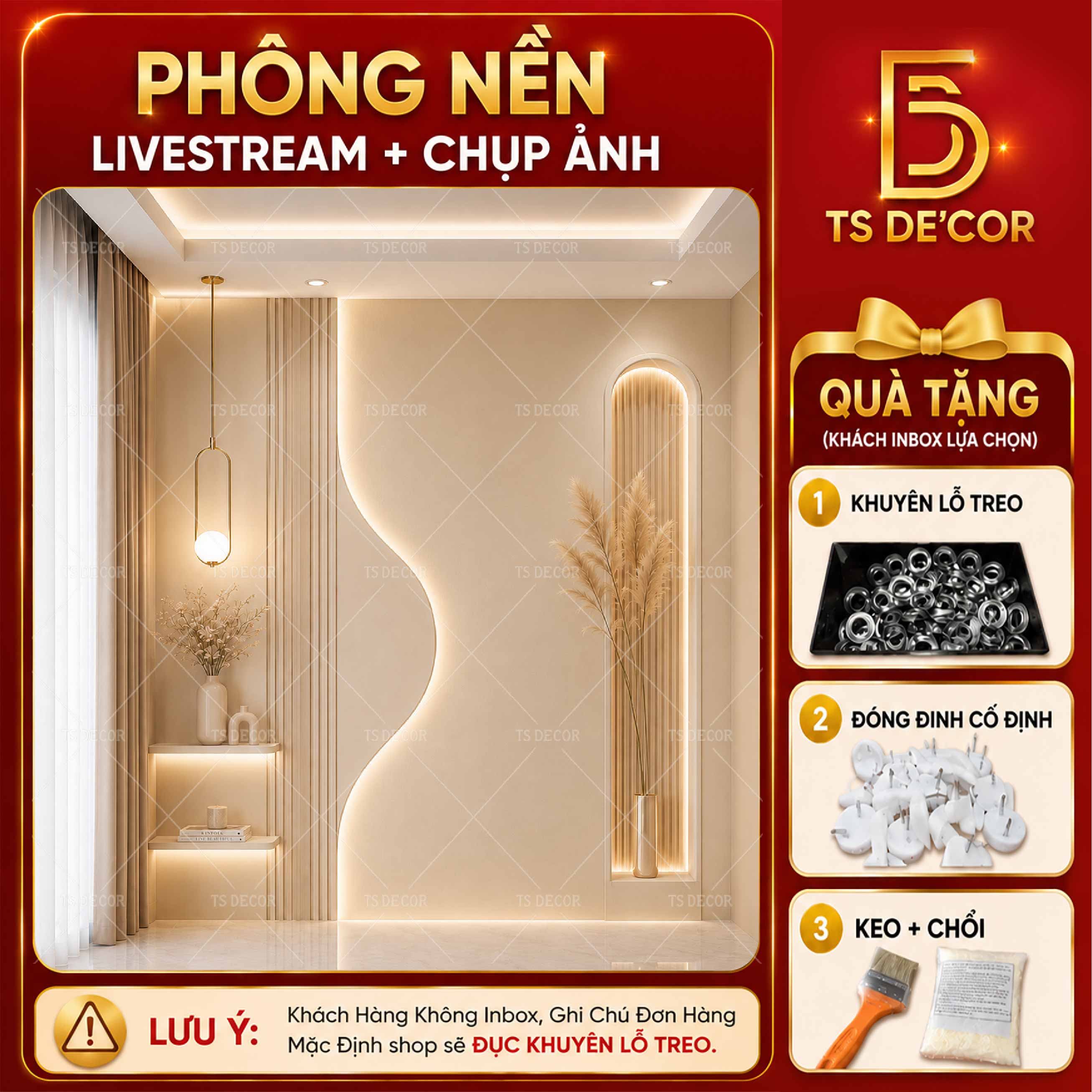 Phông Dán Tường - Treo - Đóng Đinh Livestream Cho Shop Thời Trang, Phông Nền Live 5D Vải Lụa Kim Tuyến Cao Cấp Đ6034A/ Đ5999/ Đ6031
