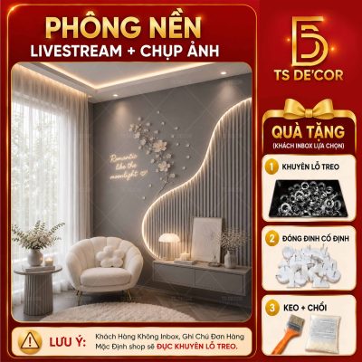 Phông Nền Livestream 5D Decor Góc Live Cao Cấp Mẫu TS Decor Sáng Tạo Hút Khách Xem Live Đ6041/ Đ6053/ Đ5971